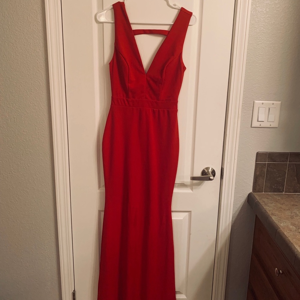 Long red dress